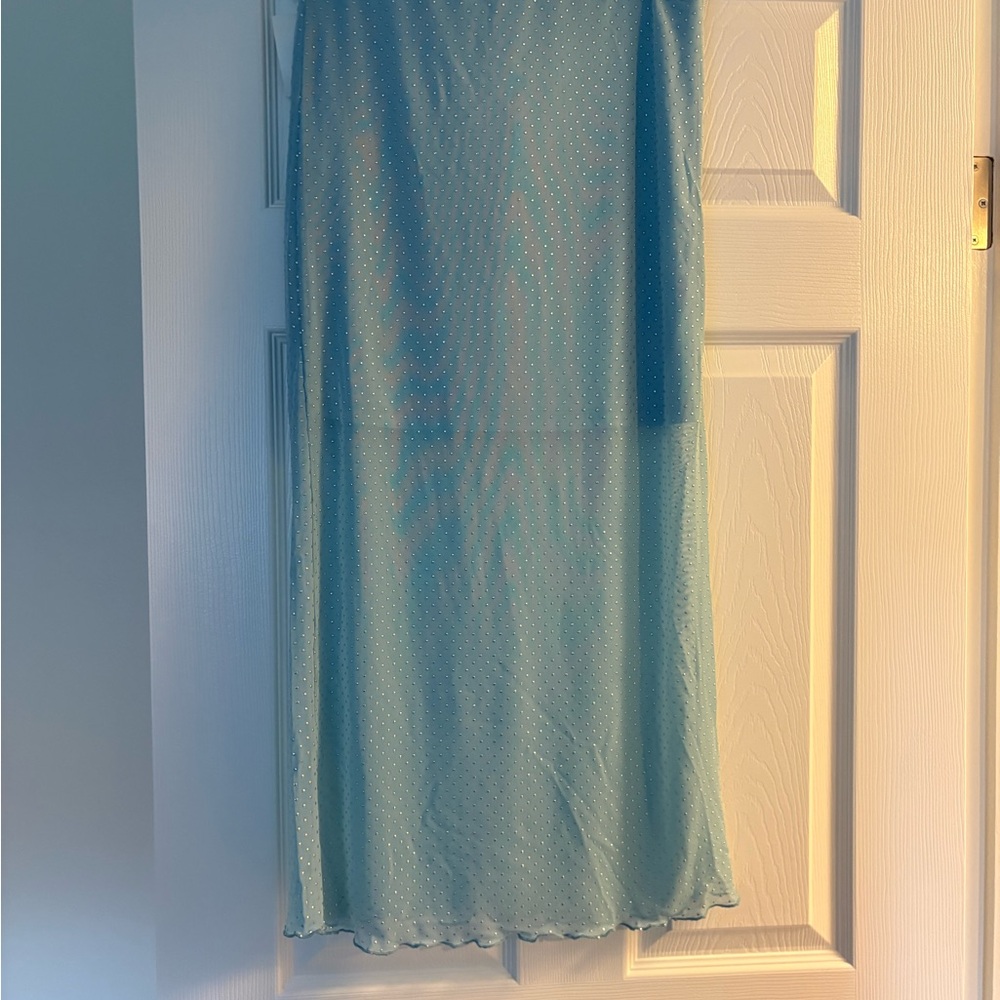 NWT -Noisy May Pale Blue Sheer Dot Maxi Skirt - Picture 2 of 6